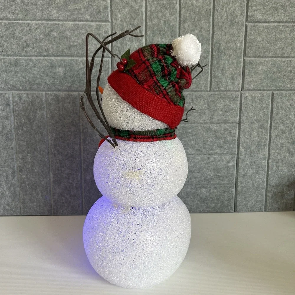 Vintage Melted Popcorn Snowman Color Changing Large 15
